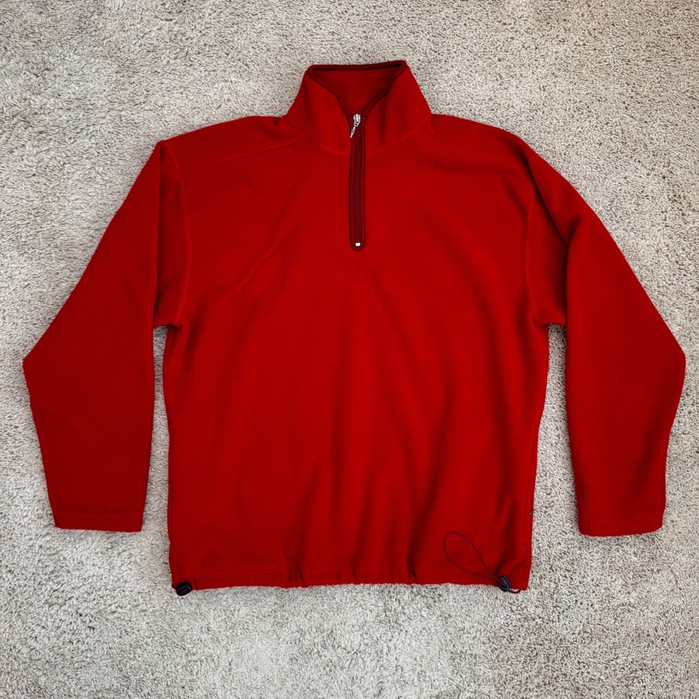 Grant Thomas Fleece Pullover‎ Mens L Casual Classics Red Quarter Zip Sweater